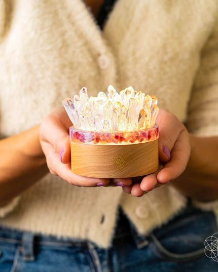 Find My Peace - Quartz & Tourmaline Lamp of Blooming Tranquility