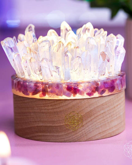 Find My Peace - Quartz & Tourmaline Lamp of Blooming Tranquility