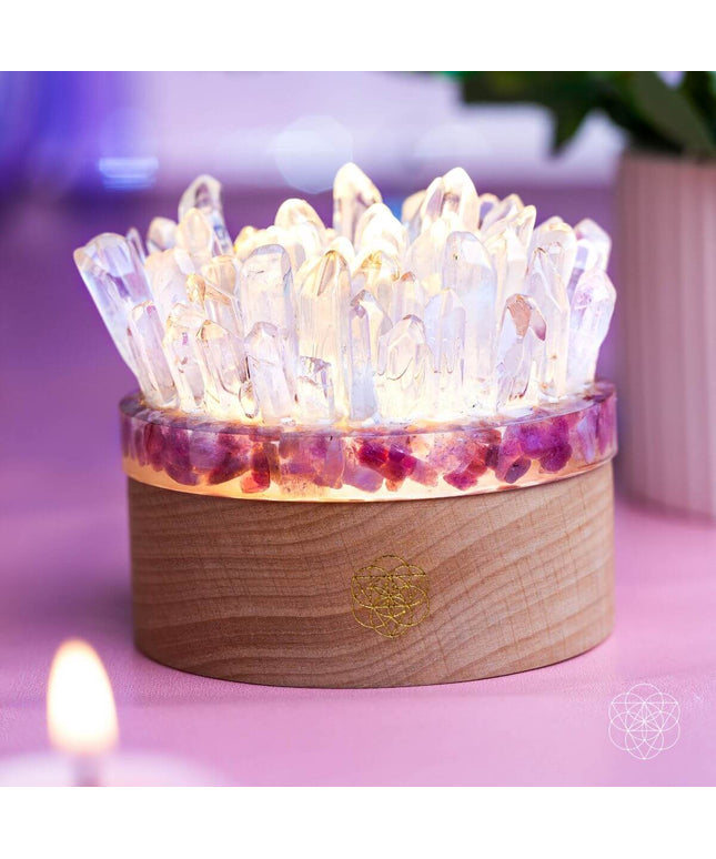 Find My Peace - Quartz & Tourmaline Lamp of Blooming Tranquility