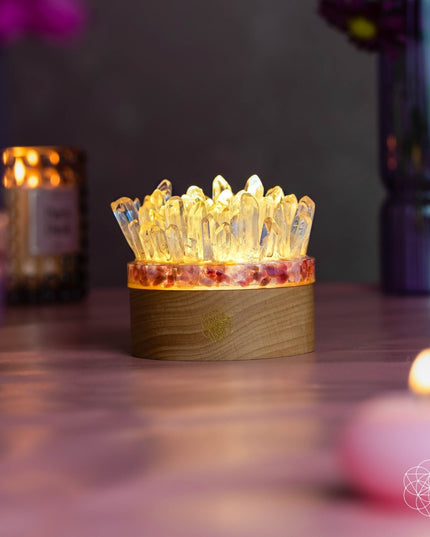 Find My Peace - Quartz & Tourmaline Lamp of Blooming Tranquility