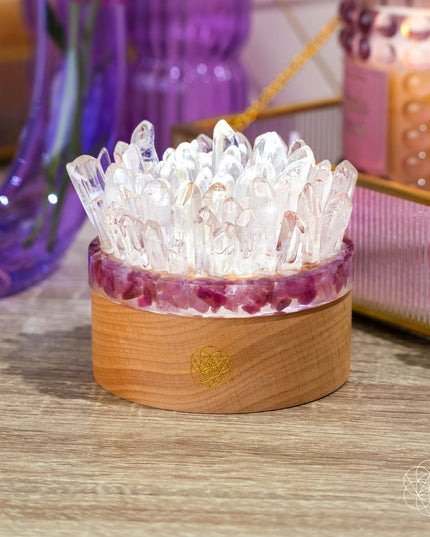 Find My Peace - Quartz & Tourmaline Lamp of Blooming Tranquility