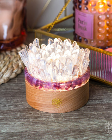 Find My Peace - Quartz & Tourmaline Lamp of Blooming Tranquility