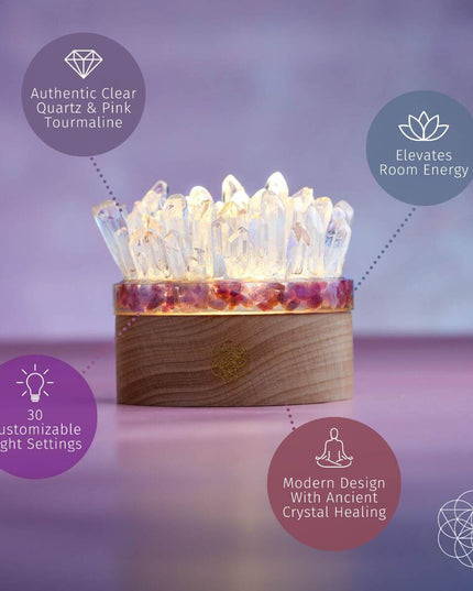 Find My Peace - Quartz & Tourmaline Lamp of Blooming Tranquility