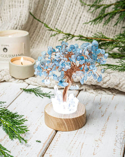 Guardian Angel Lamp of Protection - Aquamarine Tree