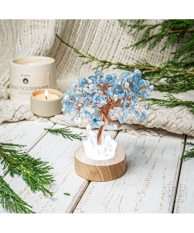 Guardian Angel Lamp of Protection - Aquamarine Tree