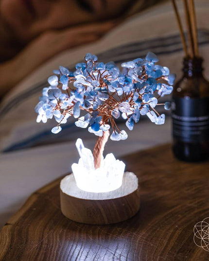 Guardian Angel Lamp of Protection - Aquamarine Tree