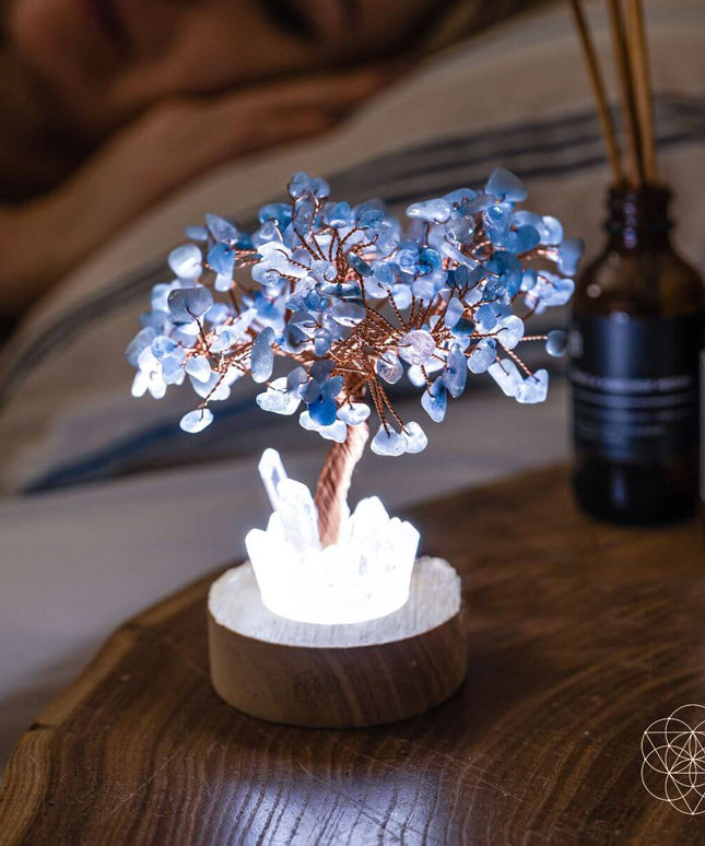 Guardian Angel Lamp of Protection - Aquamarine Tree