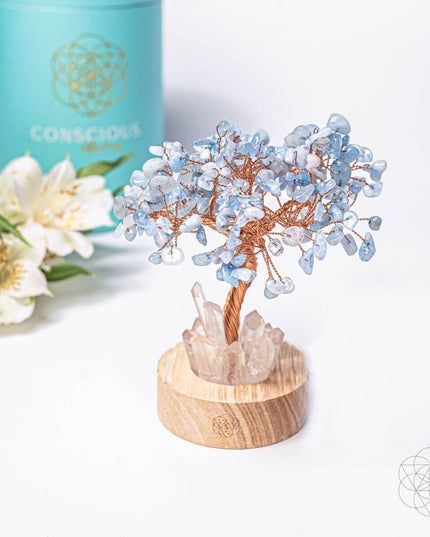 Guardian Angel Lamp of Protection - Aquamarine Tree