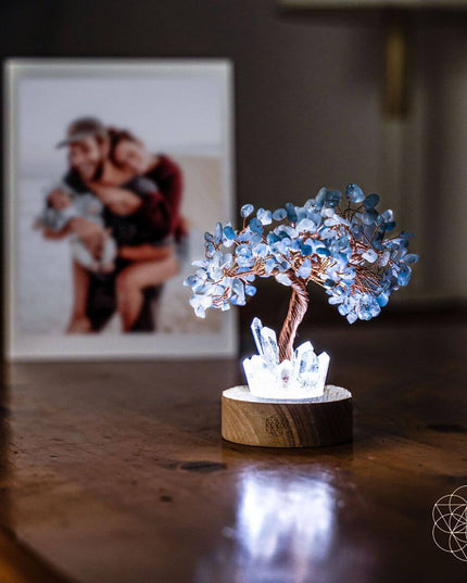 Guardian Angel Lamp of Protection - Aquamarine Tree