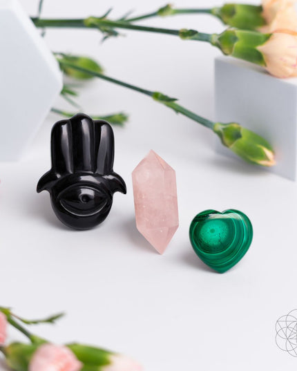 Hamsa Hand of Safe Travels: Aromatherapy Crystal Car Kit