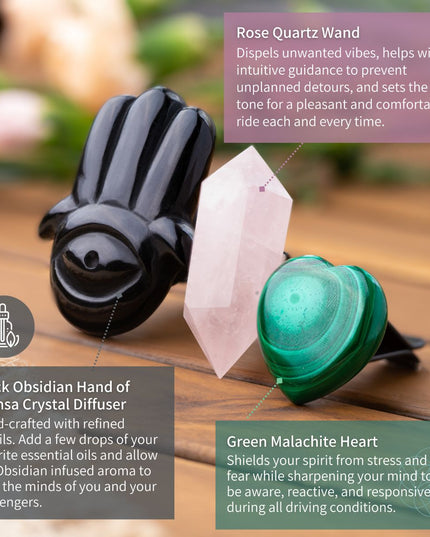 Hamsa Hand of Safe Travels: Aromatherapy Crystal Car Kit