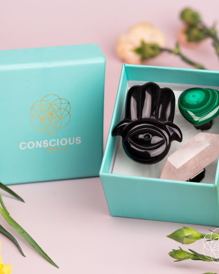 Hamsa Hand of Safe Travels: Aromatherapy Crystal Car Kit