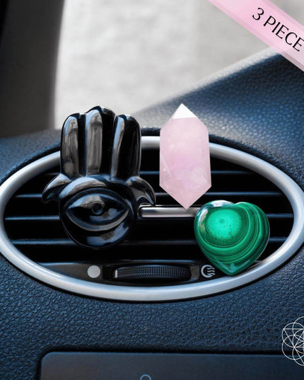 Hamsa Hand of Safe Travels: Aromatherapy Crystal Car Kit