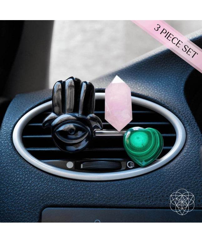 Hamsa Hand of Safe Travels: Aromatherapy Crystal Car Kit