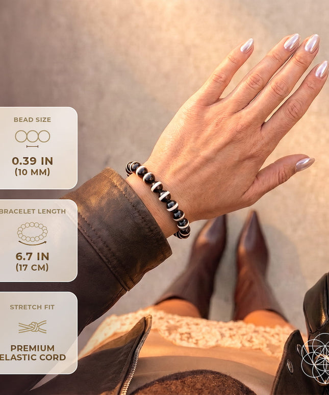 Tibetan Dzi Fortune Talisman – Black Striped Agate Bracelet