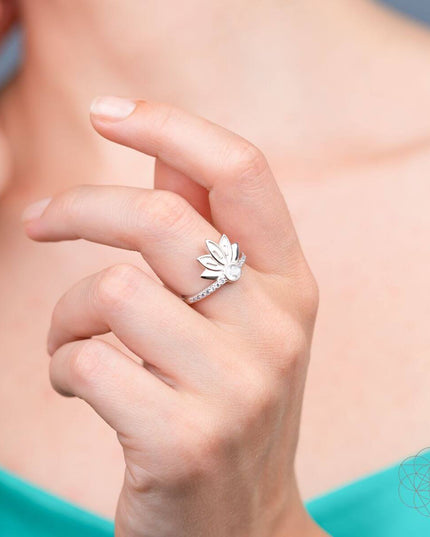 I Am Divinely Guided: 111 Angel Number Silver Lotus Ring