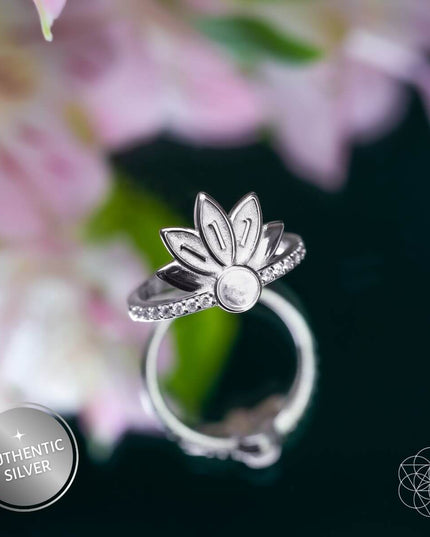 I Am Divinely Guided: 111 Angel Number Silver Lotus Ring