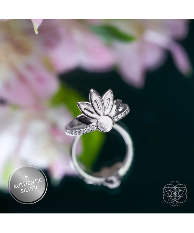 I Am Divinely Guided: 111 Angel Number Silver Lotus Ring