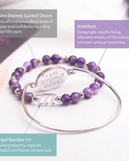 I Am Fortunate - 777 Lucky Amethyst Bracelet Set