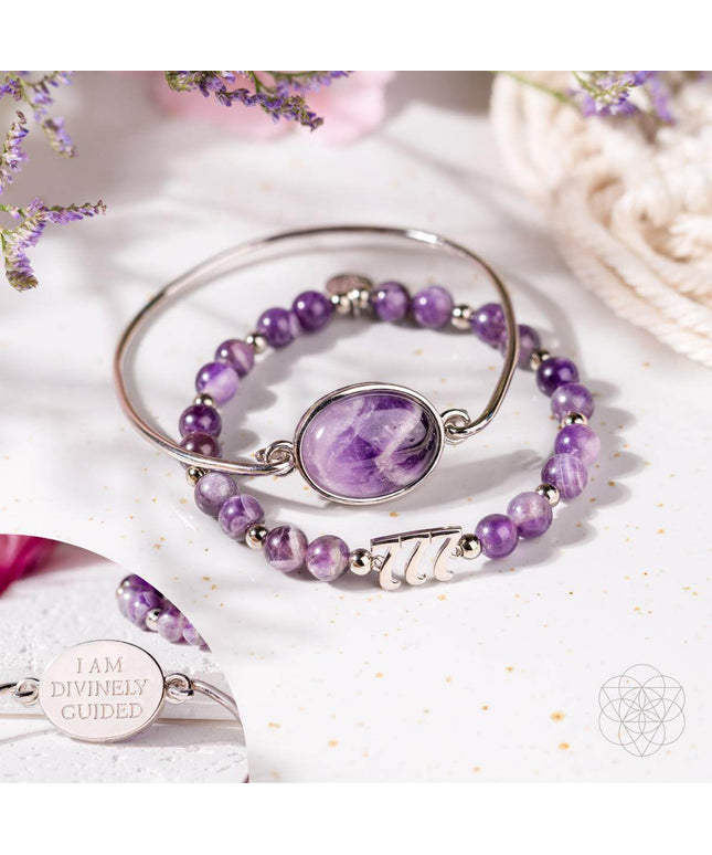 I Am Fortunate - 777 Lucky Amethyst Bracelet Set