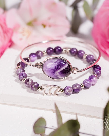 I Am Fortunate - 777 Lucky Amethyst Bracelet Set