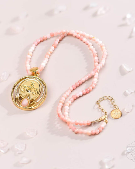 I Am Love - 333 Pink Opal Silver Necklace of True Love