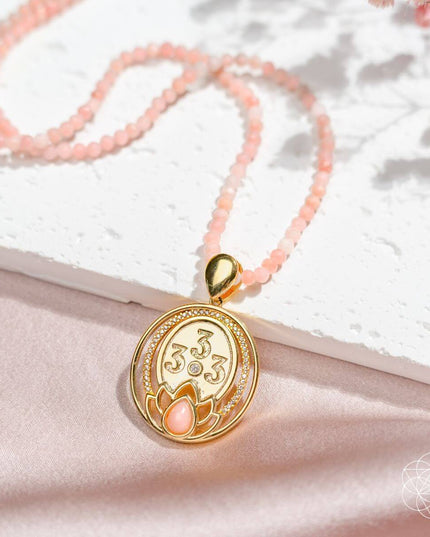 I Am Love - 333 Pink Opal Silver Necklace of True Love