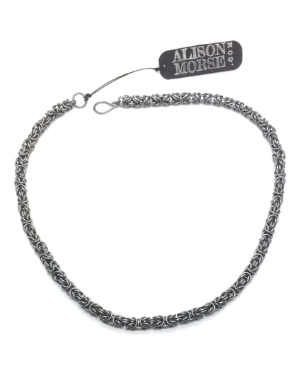 Byzantine Chainmaille Necklace in Oxidized Sterling Silver