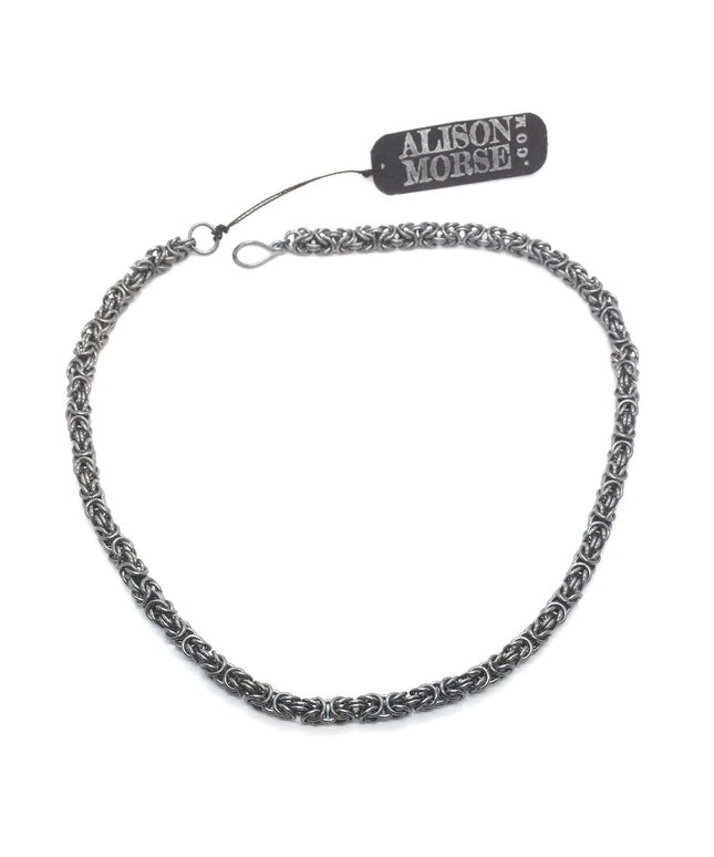 Byzantine Chainmaille Necklace in Oxidized Sterling Silver
