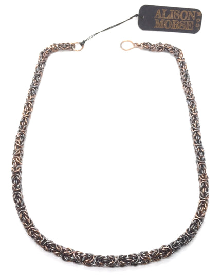 Byzantine Chainmaille Necklace in Oxidized Copper