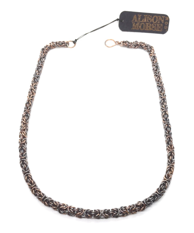 Byzantine Chainmaille Necklace in Oxidized Copper