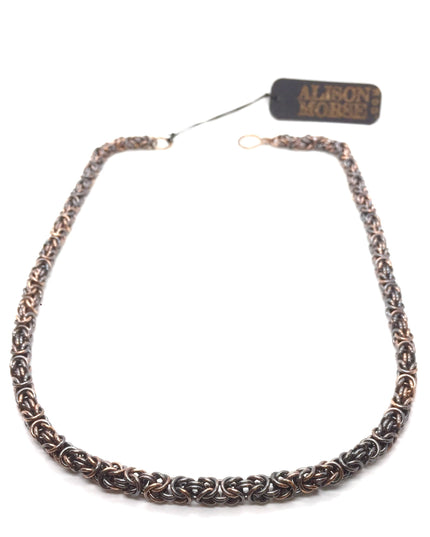 Byzantine Chainmaille Necklace in Oxidized Copper