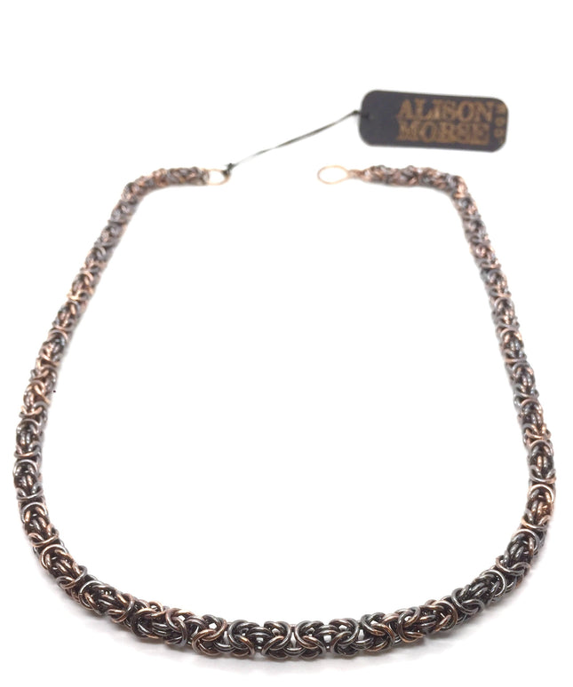 Byzantine Chainmaille Necklace in Oxidized Copper