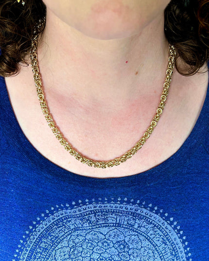 Byzantine Chainmaille Necklace in 14K Gold Fill