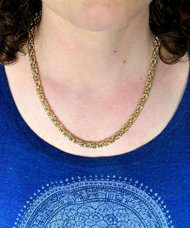 Byzantine Chainmaille Necklace in 14K Gold Fill