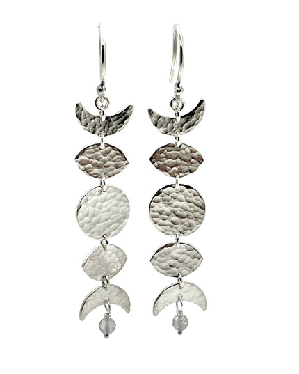 Moon Phase Earrings in Sterling Silver