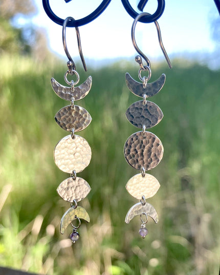 Moon Phase Earrings in Sterling Silver