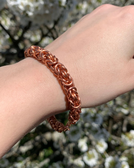 Chunky Byzantine Chainmaille Bracelet in Copper