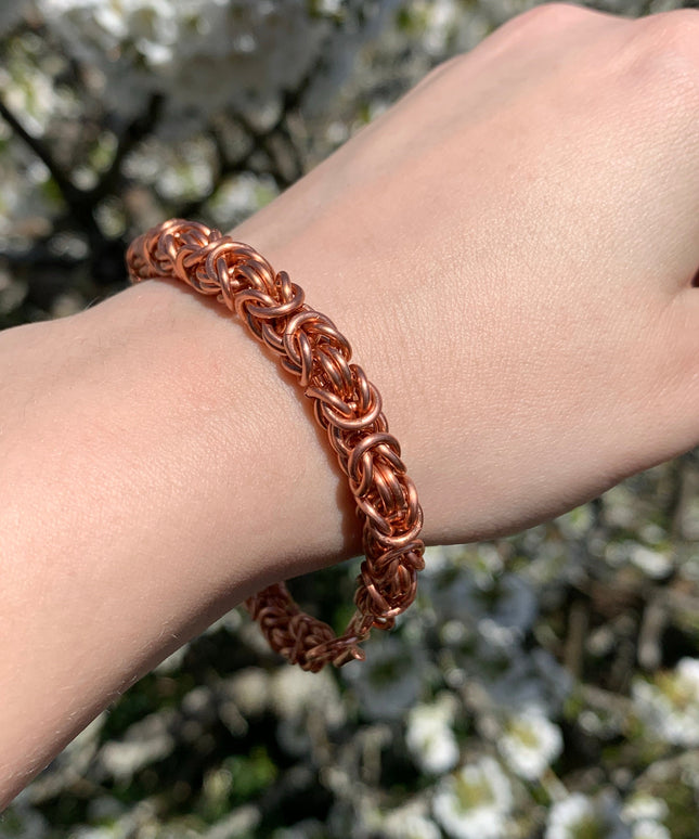 Chunky Byzantine Chainmaille Bracelet in Copper