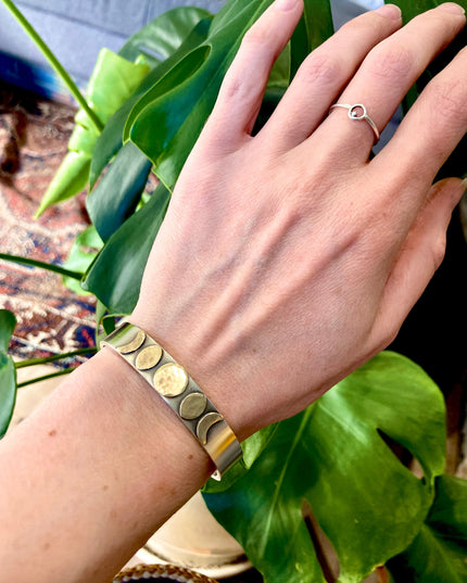 Moon Phase Cuff Bracelet in Sterling Silver and Brass