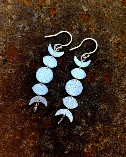 Moon Phase Earrings in Sterling Silver