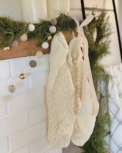 Cream Hand-Knitted Stocking