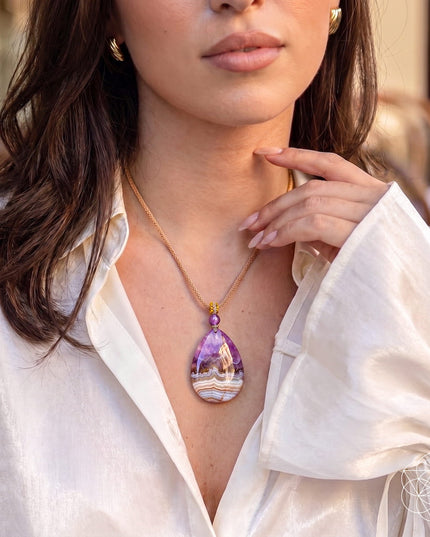 Bring My Spark Back – The Amethyst Crazy Lace Agate Pendant