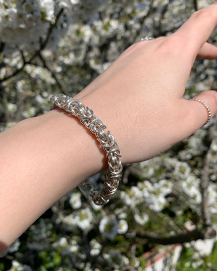 Chunky Byzantine Chainmaille Bracelet in Silver