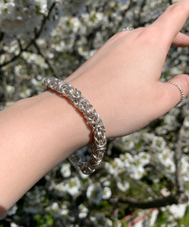 Chunky Byzantine Chainmaille Bracelet in Silver
