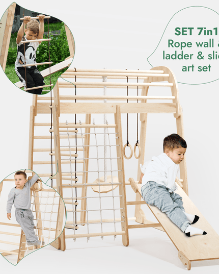 Indoor Playground for Children - 7in1 Playground + Swings Set + Slide Board + Art Set