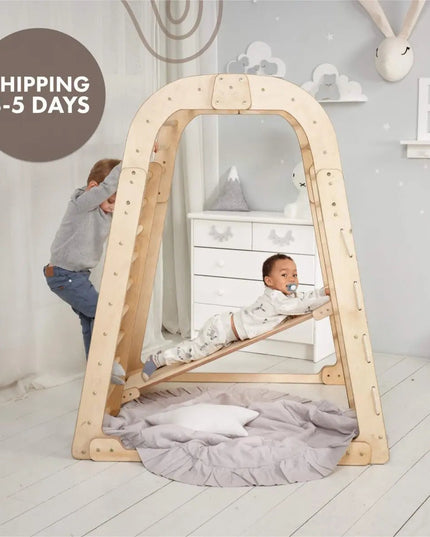 Indoor Wooden Playground for Children - 6in1 Playground + Swings Set + Slide Board