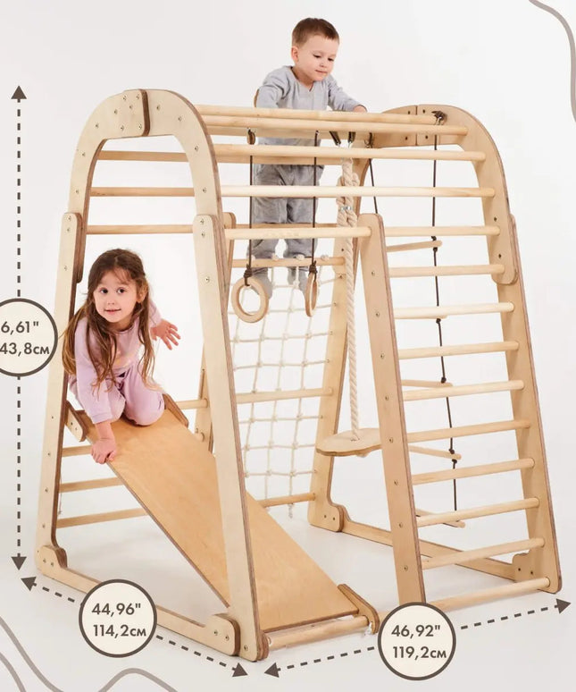 Indoor Wooden Playground for Children - 6in1 Playground + Swings Set + Slide Board
