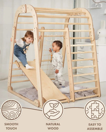 Indoor Wooden Playground for Children - 6in1 Playground + Swings Set + Slide Board