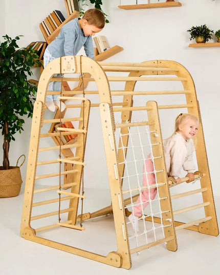 Indoor Wooden Playground for Children - 6in1 Playground + Swings Set + Slide Board